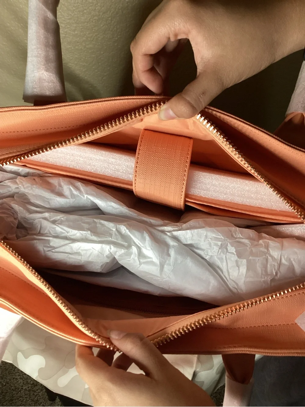Dagne Dover Peach Structured Tote Laptop Bag